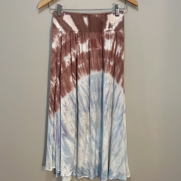 Chaser Silky Skirt Banded waist Pull-on Midi Tie-Dye Mauve Blue Purple Women's S - Picture 5 of 12